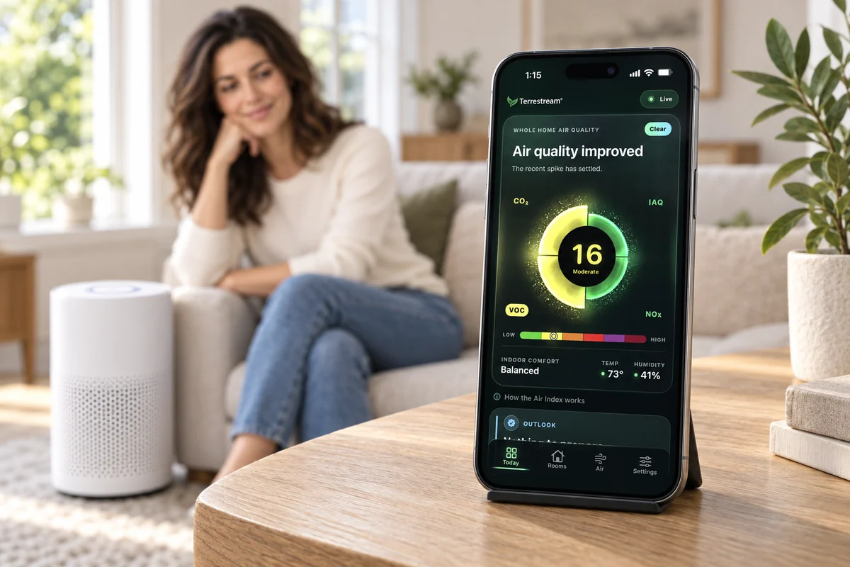 Terrestream app in a living room